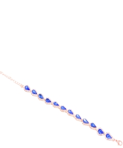 Teardrop Rhinestone Bracelet Link BL810001 ROSEGOLD BLUE